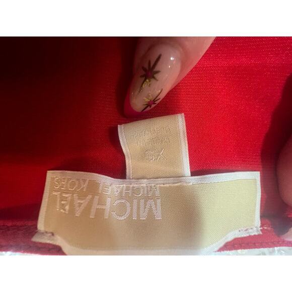 MICHAEL KORS RED FAUX WRAP CINCH WAIST LONG SLEEVE BLOUSE WOMENS XTRA SMALL - Picture 8 of 8